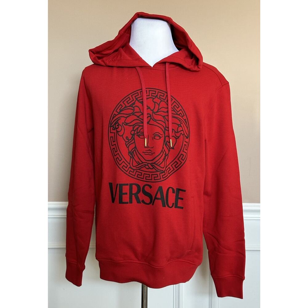 Versace Medusa Print Red Cotton Sweatshirt with Hoodie 4XL 1011853 NWT $900